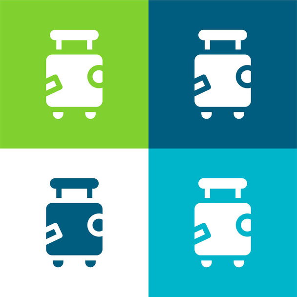 Conjunto de ícone mínimo de quatro cores plano de bagagem - Vetor, Imagem