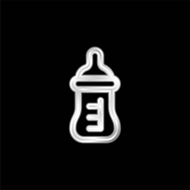 Bebé botella plateado icono metálico - Vector, Imagen