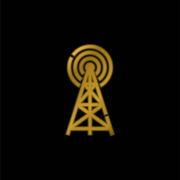 Antenna aranyozott fémbevonatú ikon vagy logó vektor - Vektor, kép