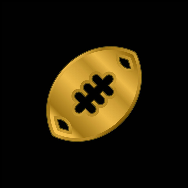 アメリカンフットボールゴールドメッキ金属アイコンまたはロゴベクトル - ベクター画像