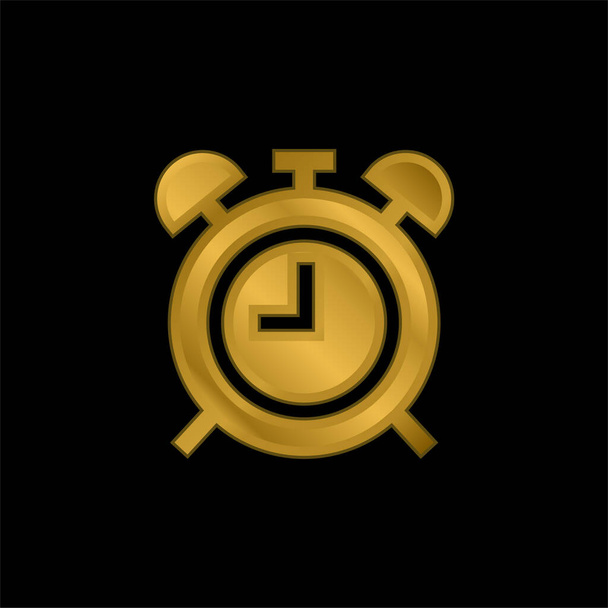 Alarma óra aranyozott fém ikon vagy logó vektor - Vektor, kép