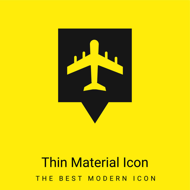 Airport Pin minimales hellgelbes Materialsymbol - Vektor, Bild