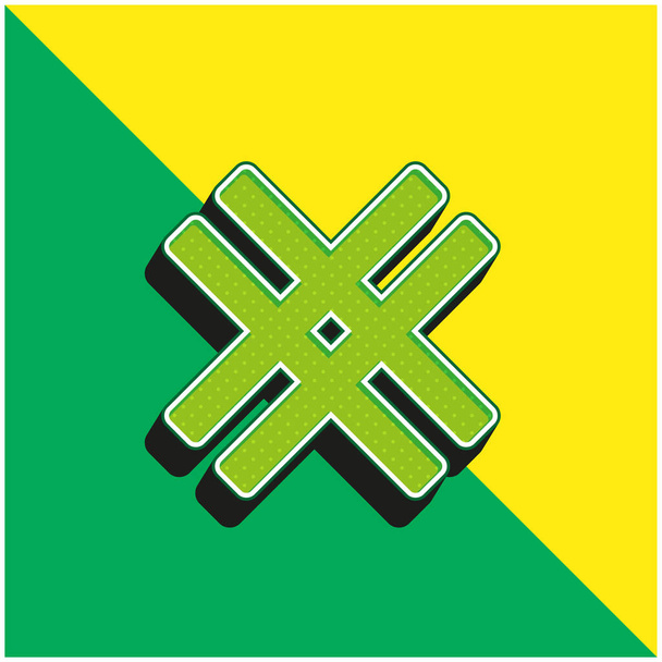 Αστρολογικό Ινδουιστικό Σύμβολο Πράσινο και κίτρινο σύγχρονο 3d διάνυσμα εικονίδιο λογότυπο - Διάνυσμα, εικόνα