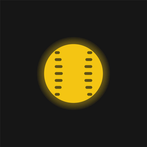 Бейсбольная жёлтая сияющая неоновая икона - Вектор,изображение