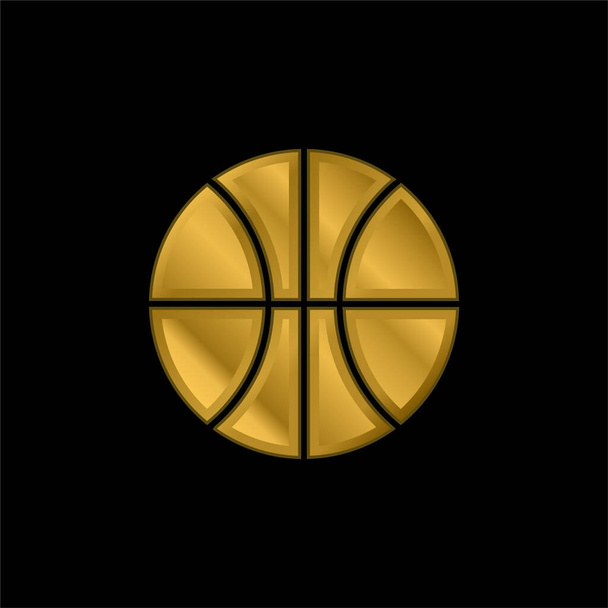 Juego de baloncesto chapado en oro icono metálico o logo vector - Vector, imagen
