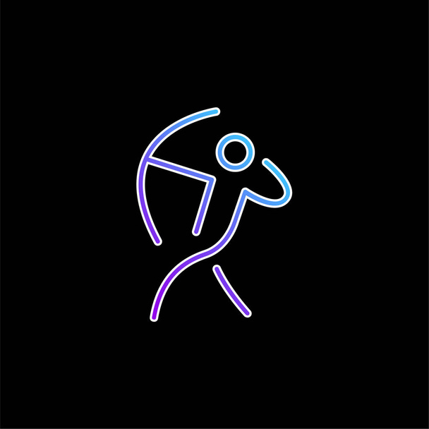 Archer Stick Man met een Arch blauwe gradiënt vector pictogram - Vector, afbeelding