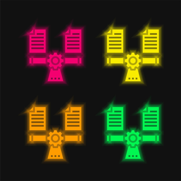 4色の輝くネオンベクトルアイコンのバランス - ベクター画像