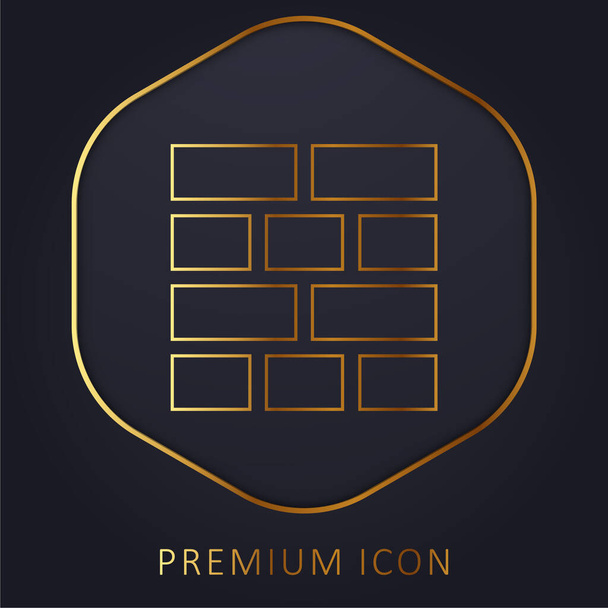Bricks Layout golden line premium logo or icon - Vector, Image