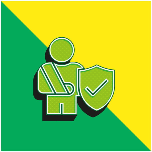Acidente Verde e amarelo moderno logotipo vetor 3d ícone - Vetor, Imagem
