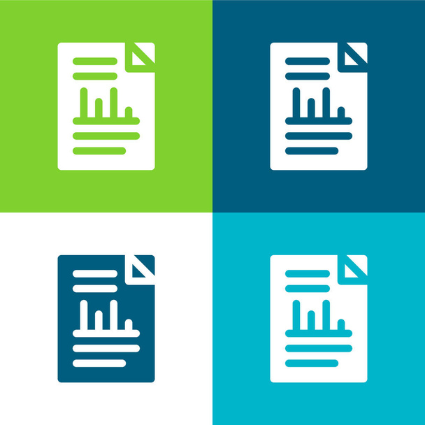 Analytics Set icona minimale a quattro colori piatto - Vettoriali, immagini