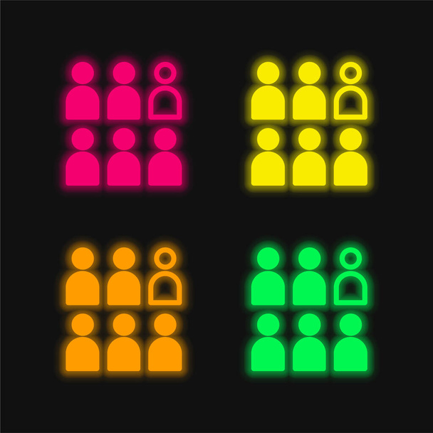 Közönség négy szín izzó neon vektor ikon - Vektor, kép