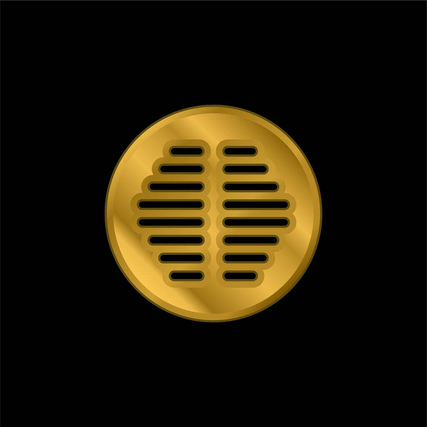 Baño de drenaje de forma circular chapado en oro icono metálico o logo vector - Vector, imagen