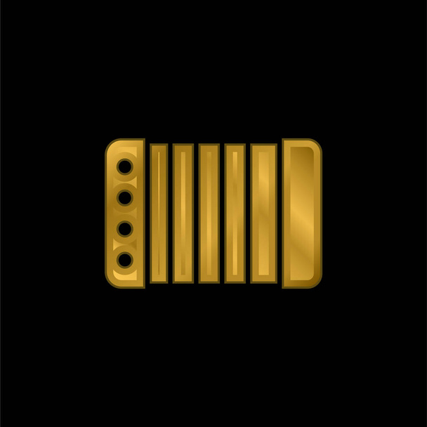 Accordion gold plated metalic icon or logo vector - Vector, Image