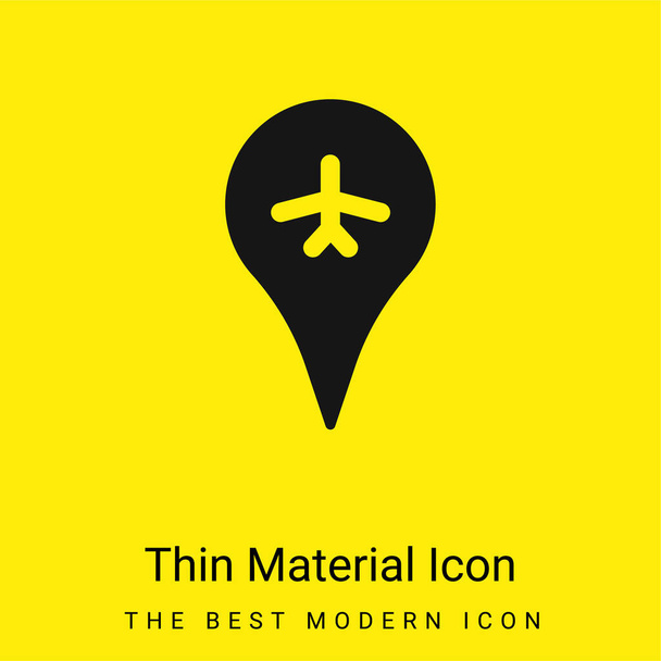 Aeropuerto mínimo icono de material amarillo brillante - Vector, imagen