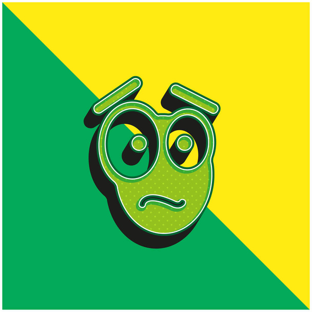 Cara de miedo verde y amarillo moderno vector 3d icono logo - Vector, imagen