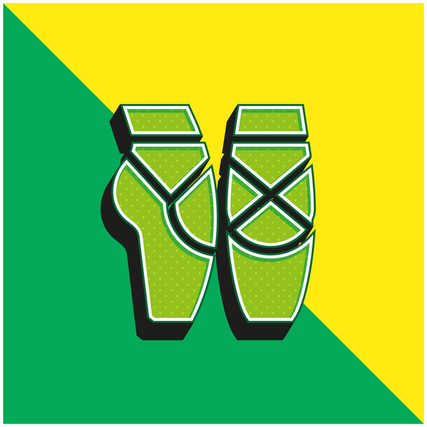 Baletti Vihreä ja keltainen moderni 3d vektori kuvake logo - Vektori, kuva
