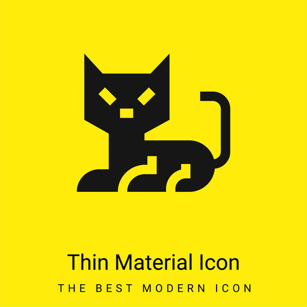 Zwarte Kat minimaal helder geel materiaal icoon - Vector, afbeelding