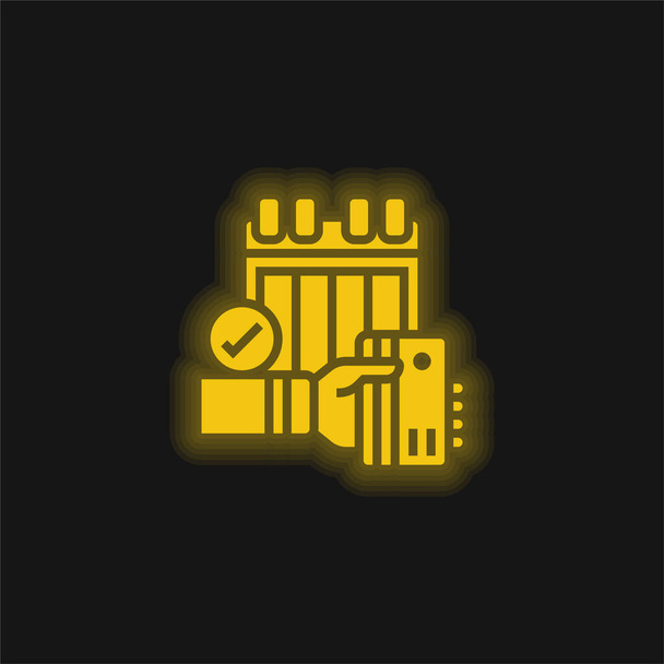 Icona al neon luminosa gialla annuale - Vettoriali, immagini