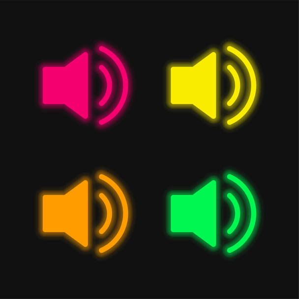 Audio vier Farben leuchtenden Neon-Vektorsymbol - Vektor, Bild