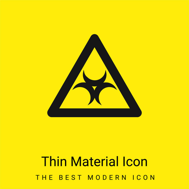 Señal de peligro biológico dentro de un triángulo Esquema mínimo icono de material amarillo brillante - Vector, Imagen