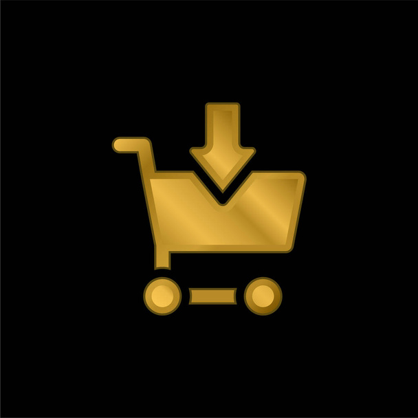 Cart altın kaplama metalik simge veya logo vektörüne ekle - Vektör, Görsel