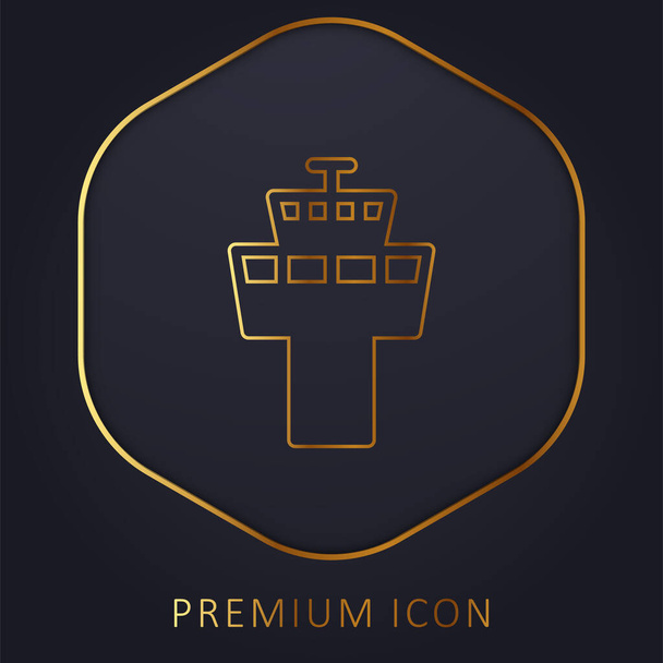 Airport Tower arany vonal prémium logó vagy ikon - Vektor, kép