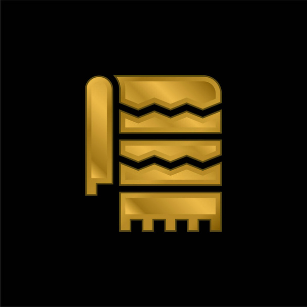 Manta chapado en oro icono metálico o logo vector - Vector, Imagen