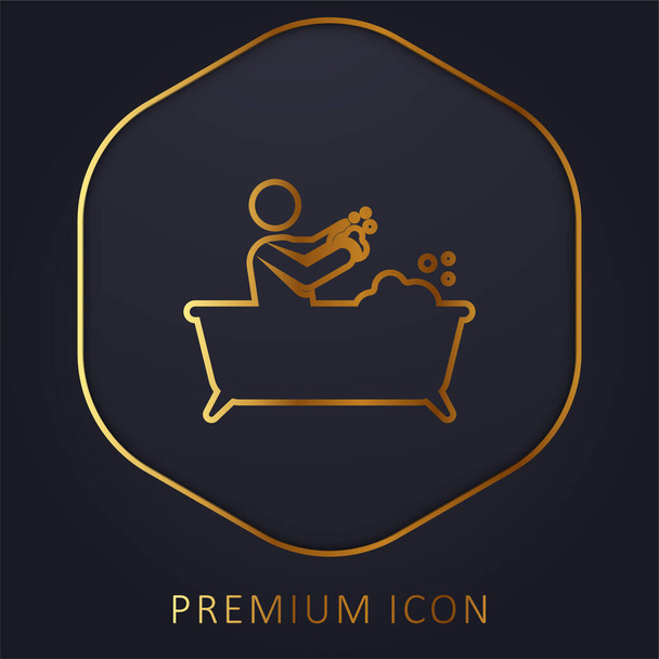 Bain ligne d'or logo premium ou icône - Vecteur, image