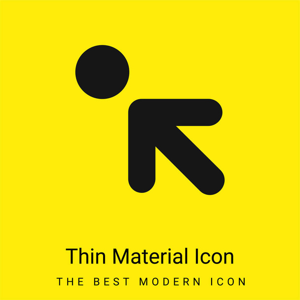 Flecha que apunta a la izquierda superior a un icono de material amarillo brillante mínimo círculo - Vector, imagen