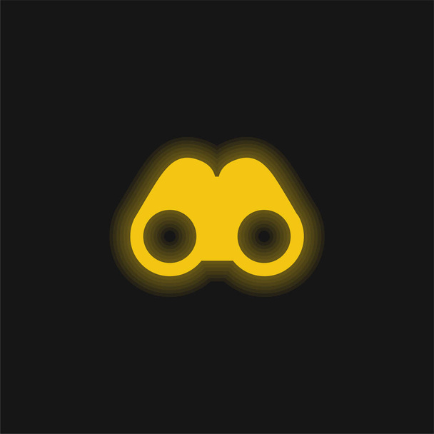 Távcső sárga izzó neon ikon - Vektor, kép