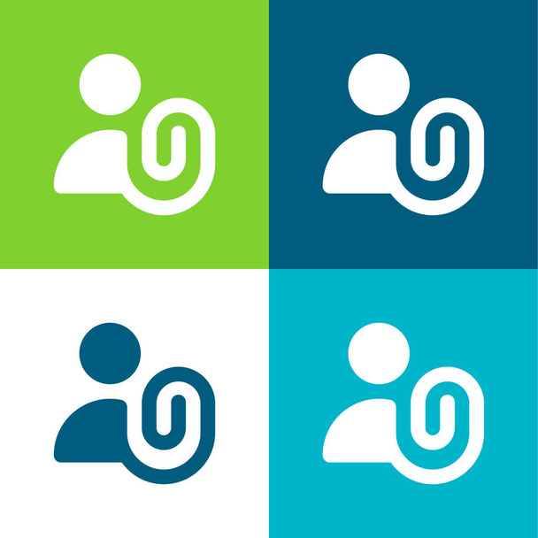 Allega set di icone minime a quattro colori Flat - Vettoriali, immagini
