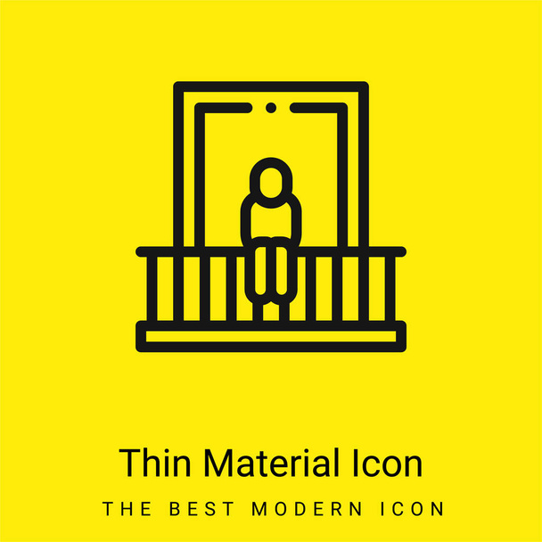 Balkon minimaal helder geel materiaal icoon - Vector, afbeelding