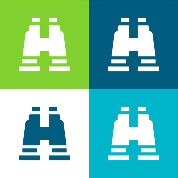 Prismáticos Plano de cuatro colores mínimo icono conjunto - Vector, Imagen