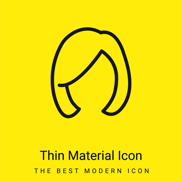 Loira forma de cabelo feminino mínimo ícone de material amarelo brilhante - Vetor, Imagem