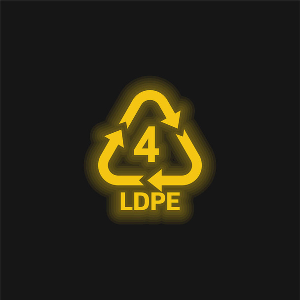4 LDPE żółty świecący neon ikona - Wektor, obraz