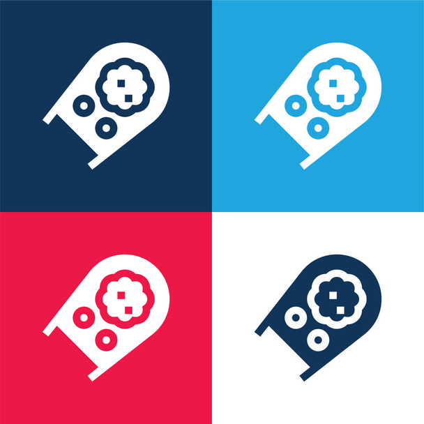 Boron Dala kék és piros négy szín minimális ikon készlet - Vektor, kép