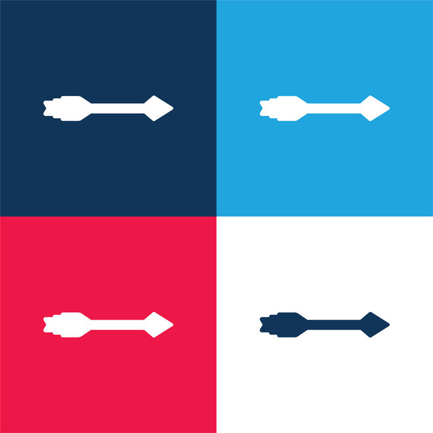 Seta azul e vermelho conjunto de ícone mínimo de quatro cores - Vetor, Imagem