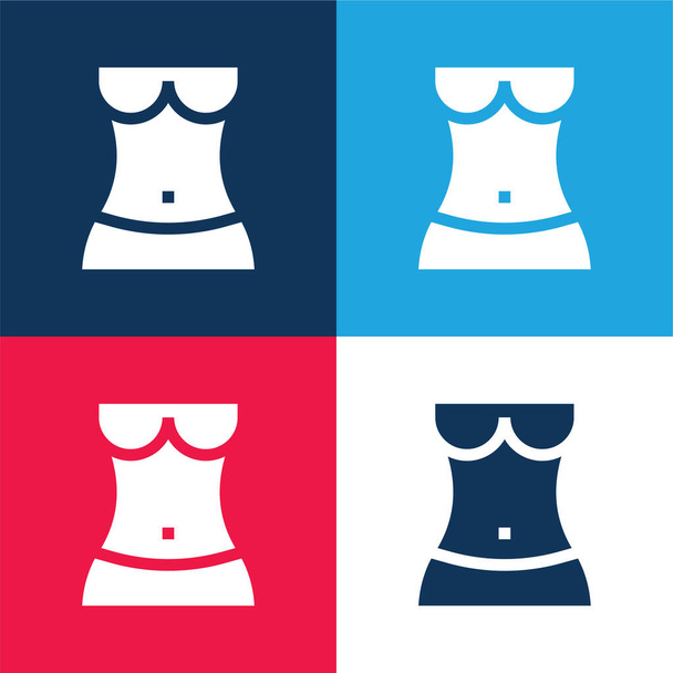 Cuerpo azul y rojo de cuatro colores mínimo icono conjunto - Vector, Imagen