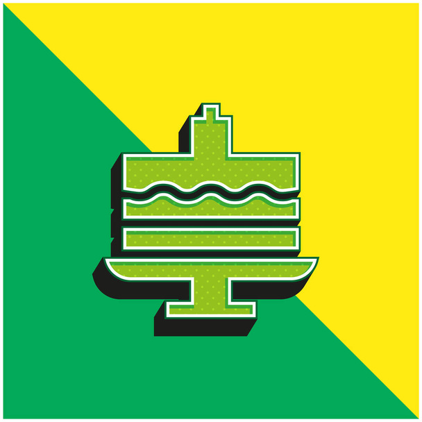 Tort urodzinowy Zielony i żółty nowoczesny ikona wektora 3D logo - Wektor, obraz