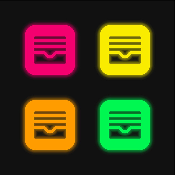 Apple vier kleuren gloeiende neon vector pictogram - Vector, afbeelding