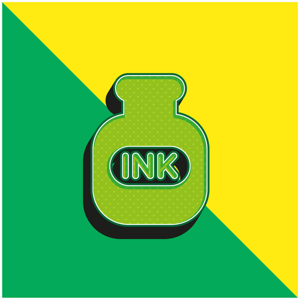 Butelka tuszu Zielony i żółty nowoczesny ikona wektora 3D logo - Wektor, obraz