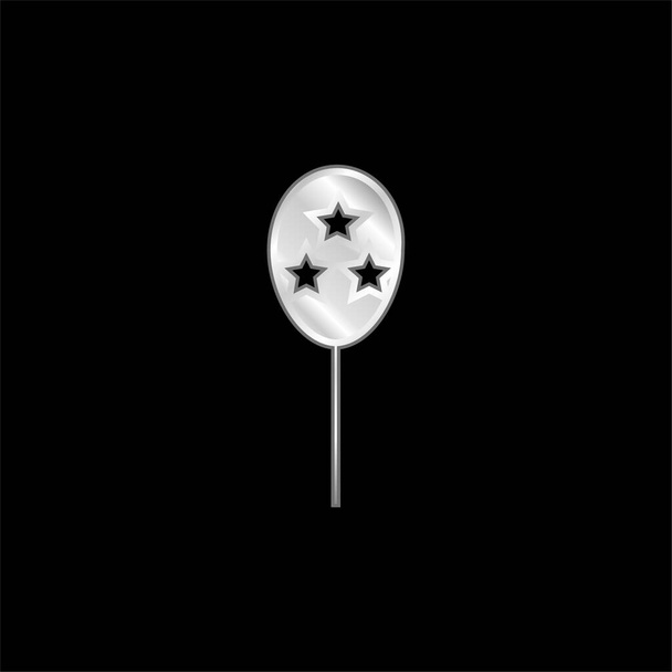 Balloon silver plated metallic icon - Vector, Image