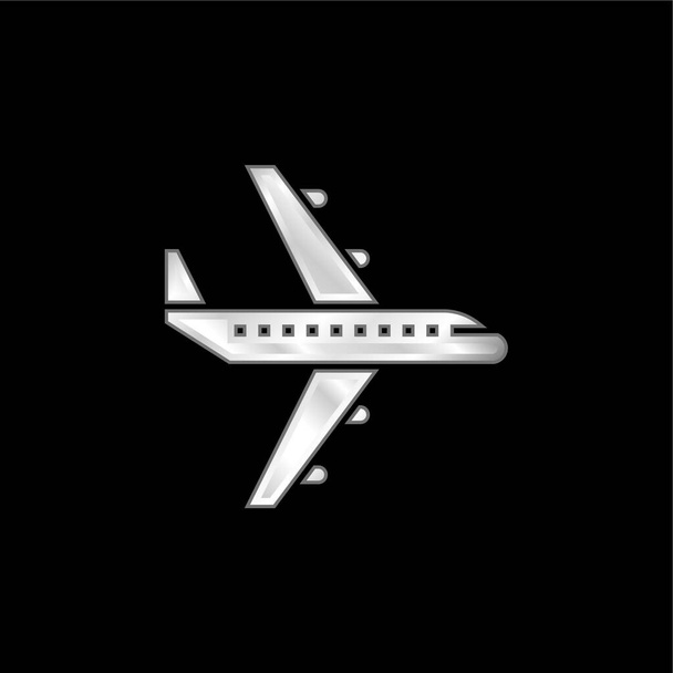 Avión plateado icono metálico - Vector, Imagen
