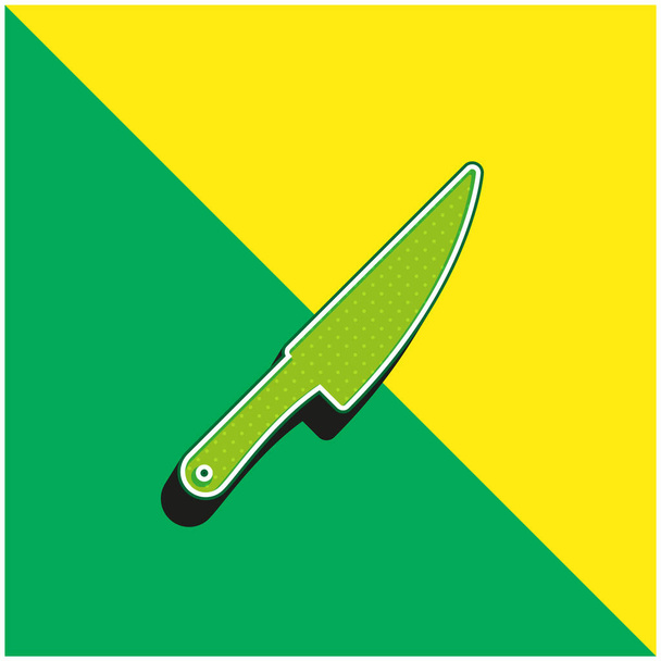 Μεγάλο μαχαίρι Πράσινο και κίτρινο σύγχρονο 3d διάνυσμα εικονίδιο λογότυπο - Διάνυσμα, εικόνα