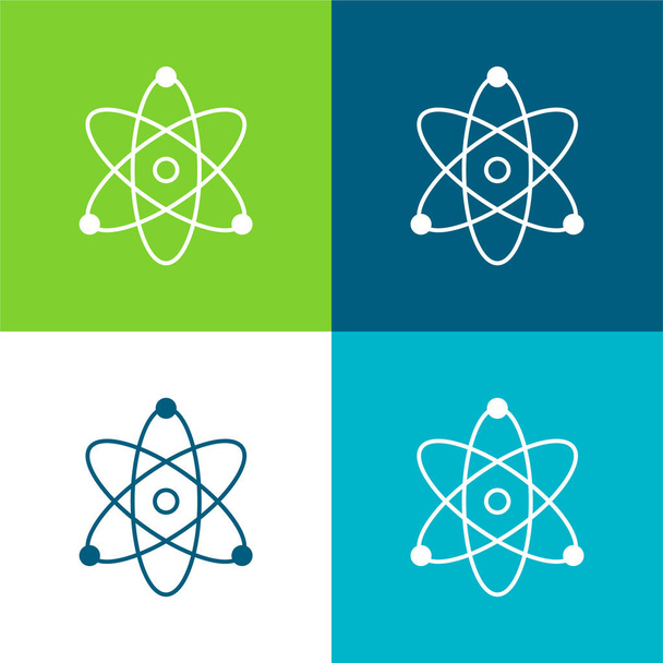Atom Επίπεδη τεσσάρων χρωμάτων ελάχιστη σύνολο εικονιδίων - Διάνυσμα, εικόνα