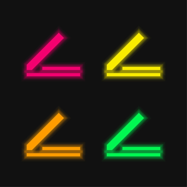 Blog four color glowing neon vector icon - Vector, Image