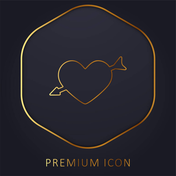 Arrow And Heart golden line premium logo or icon - Vector, Image