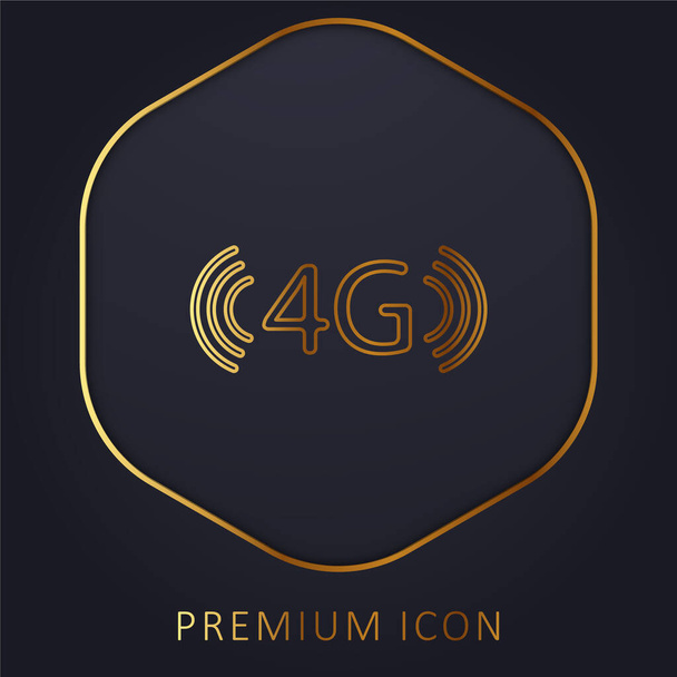 Símbolo de tecnología 4G logotipo premium de línea dorada o icono - Vector, imagen