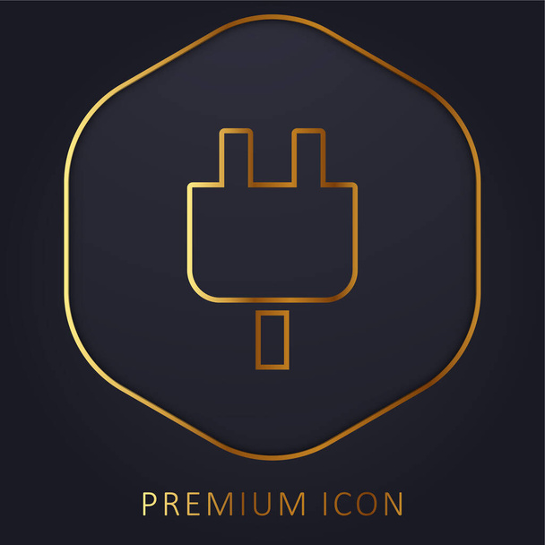 Black Plug Head altın çizgi logosu veya simgesi - Vektör, Görsel