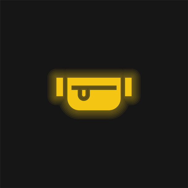 Marsupio cintura giallo icona al neon incandescente - Vettoriali, immagini
